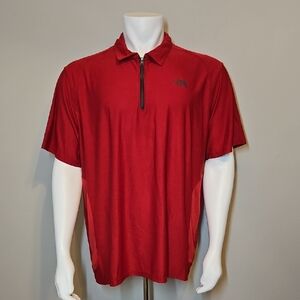 ​The North Face Men's Red Quarter Zip Performance Polo Shirt